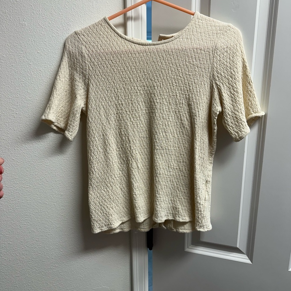 Roolee Textured Cream Short Sleeve Top